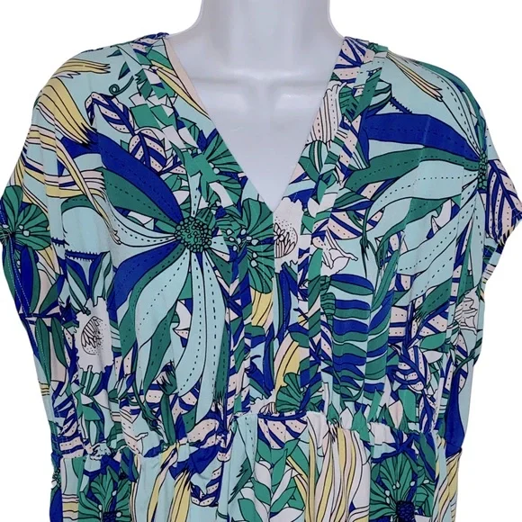 Liz Claiborne Floral Multi Color V-Neck Jersey Stretch Top - Woman 0X - Picture 5 of 9